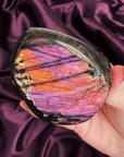 Neon pink and orange flash labradorite freeform from Madagascar