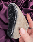 Black Galaxy Amethyst Cutbase - natural crystal specimen - Valerian Gems