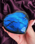 High grade Madagascar labradorite heart with electric sapphire blue flash