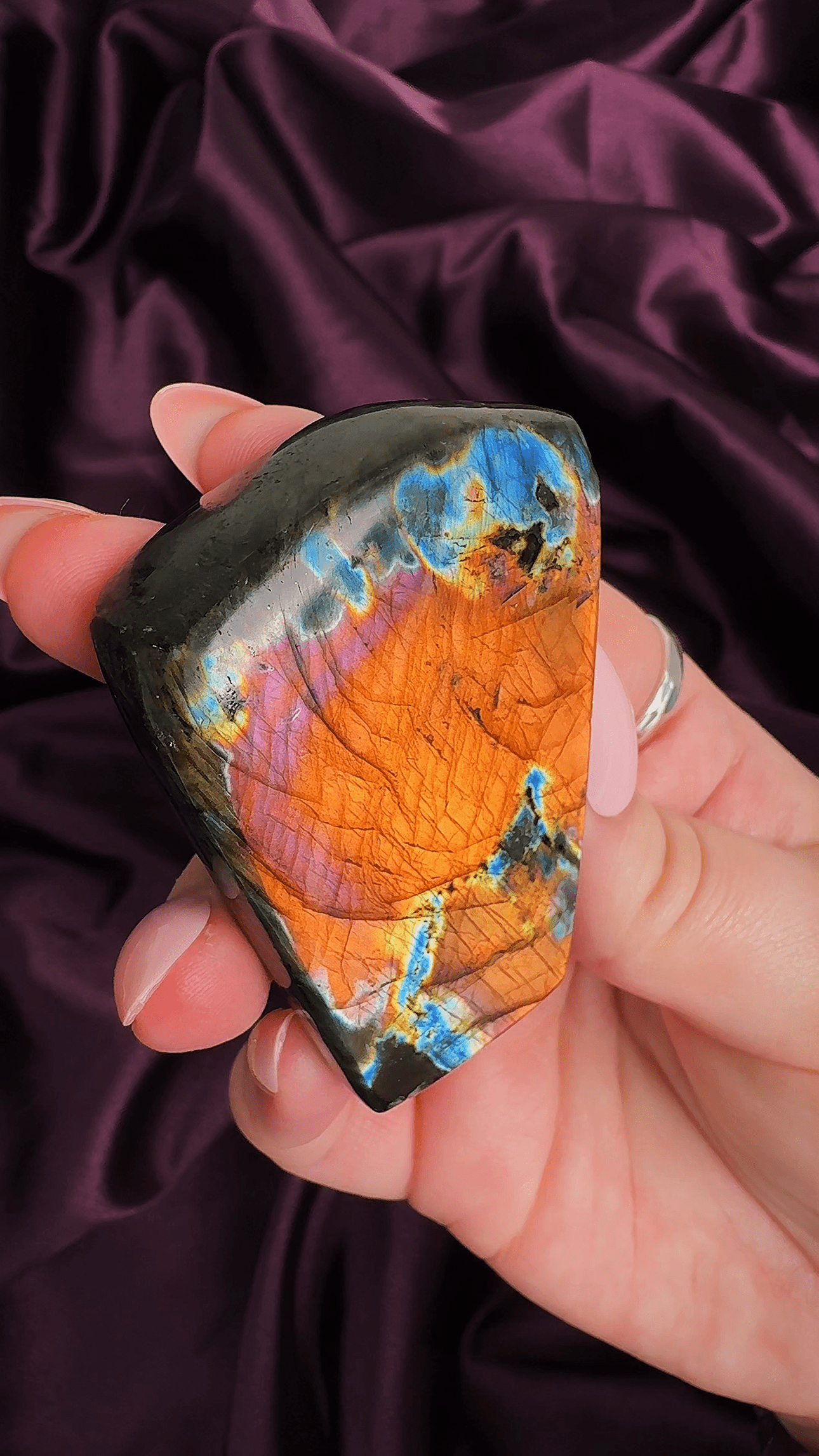 Orange Flash Labradorite Freeform | Fiery Core Crystal – Valerian Gems