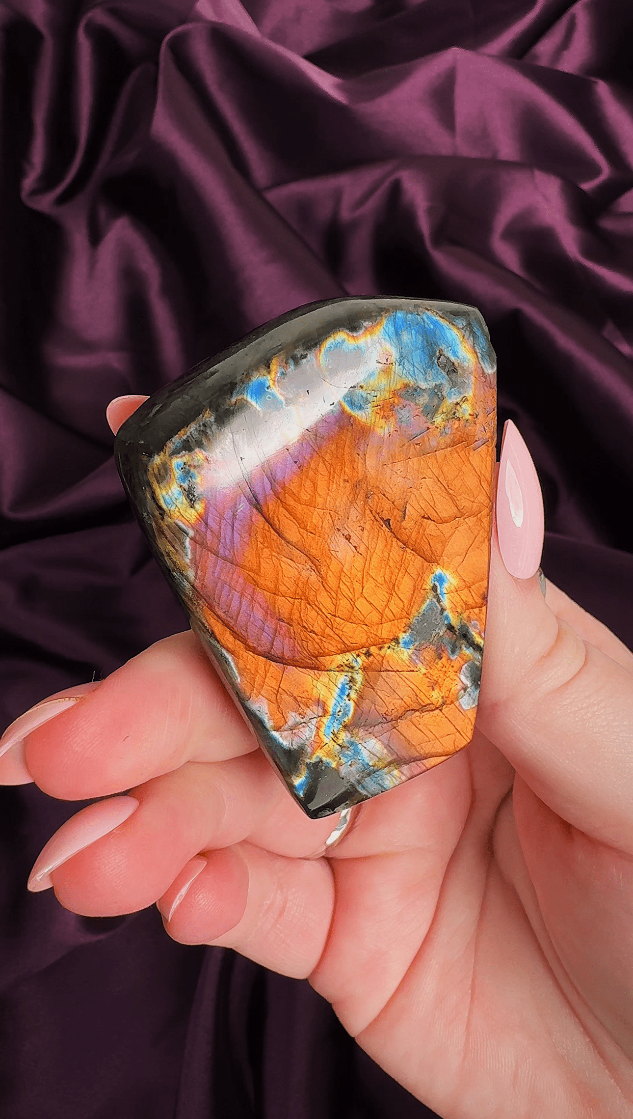 Orange Flash Labradorite Freeform | Fiery Core Crystal – Valerian Gems