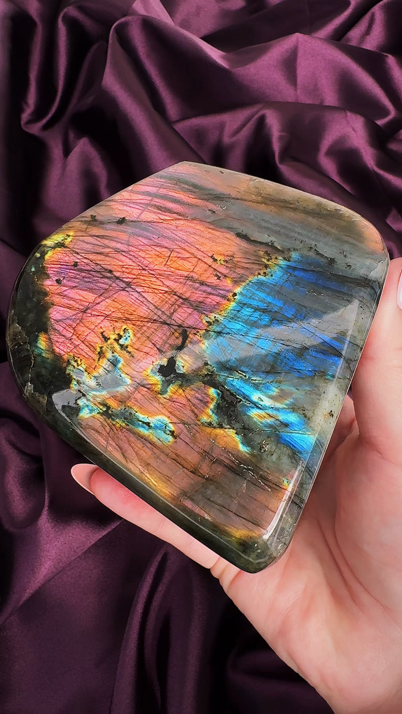 Blue Orange Flash Labradorite Freeform | Statement Crystal