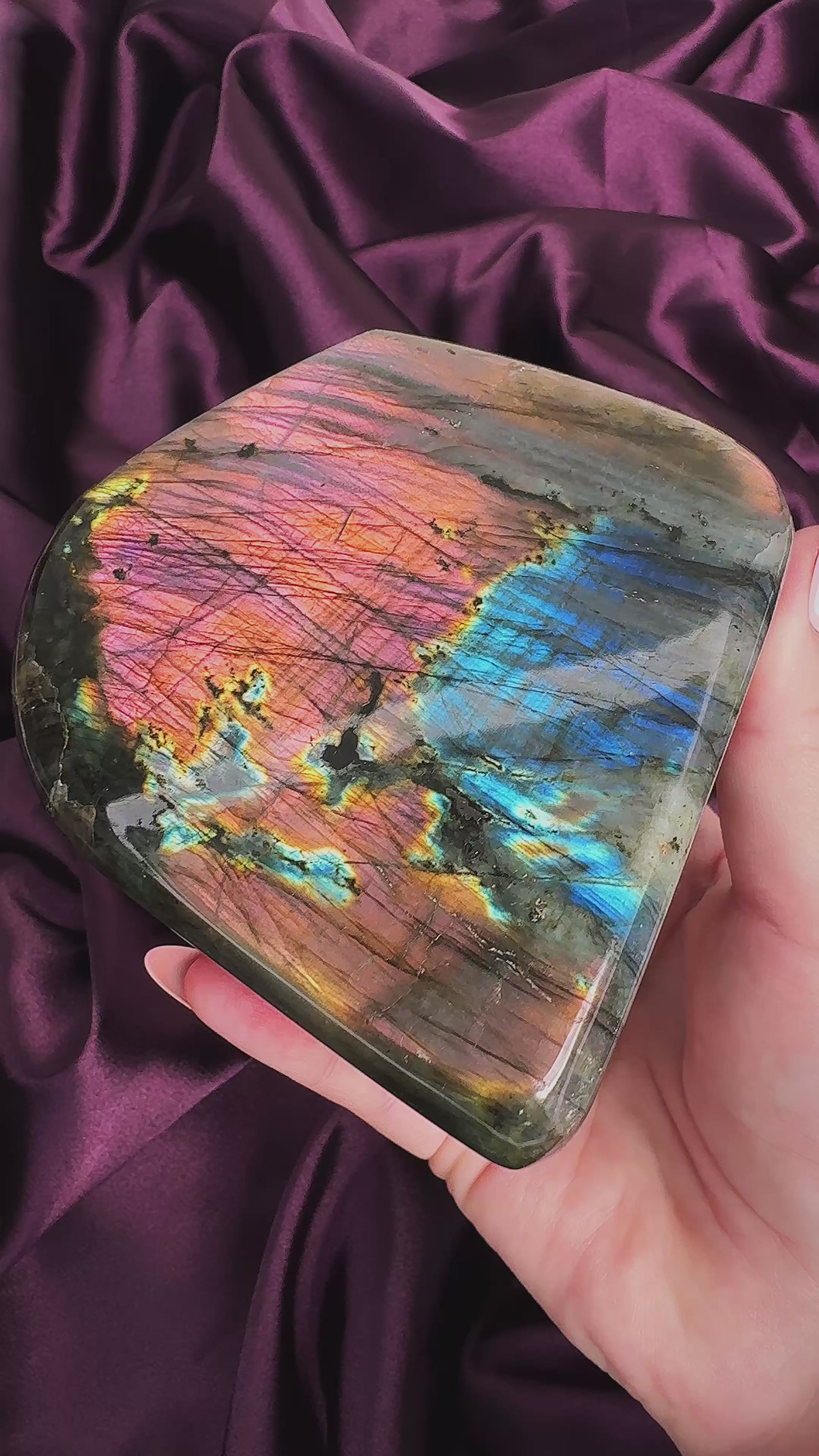 Blue Orange Flash Labradorite Freeform | Statement Crystal