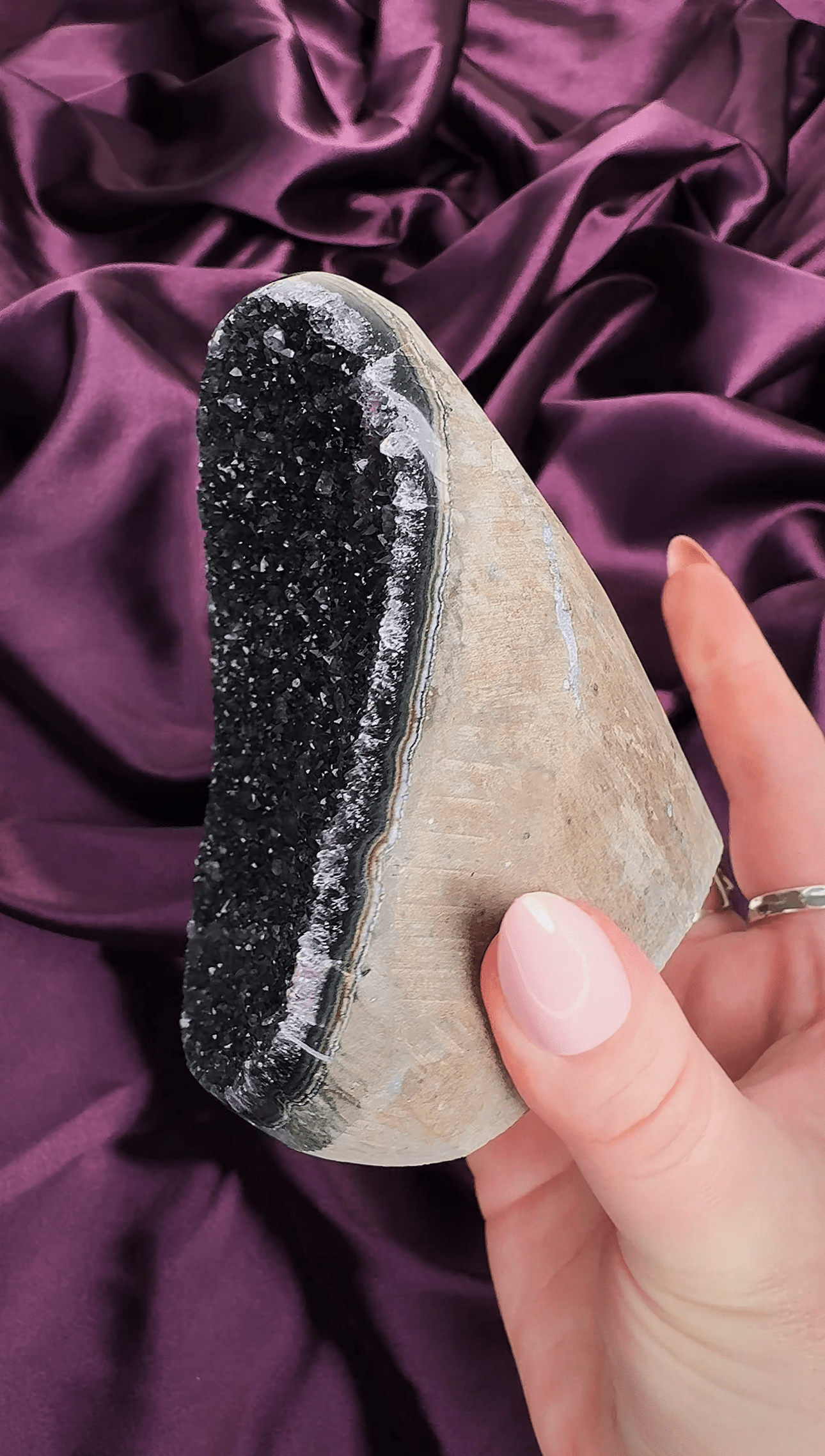 Black Galaxy Amethyst Cutbase - natural crystal specimen - Valerian Gems