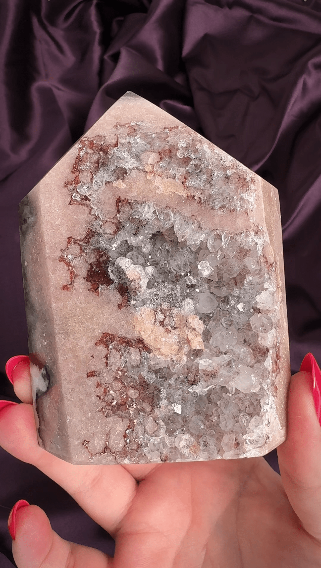 Blush Vortex Pink Amethyst x Agate Druzy Tower - Valerian Gems