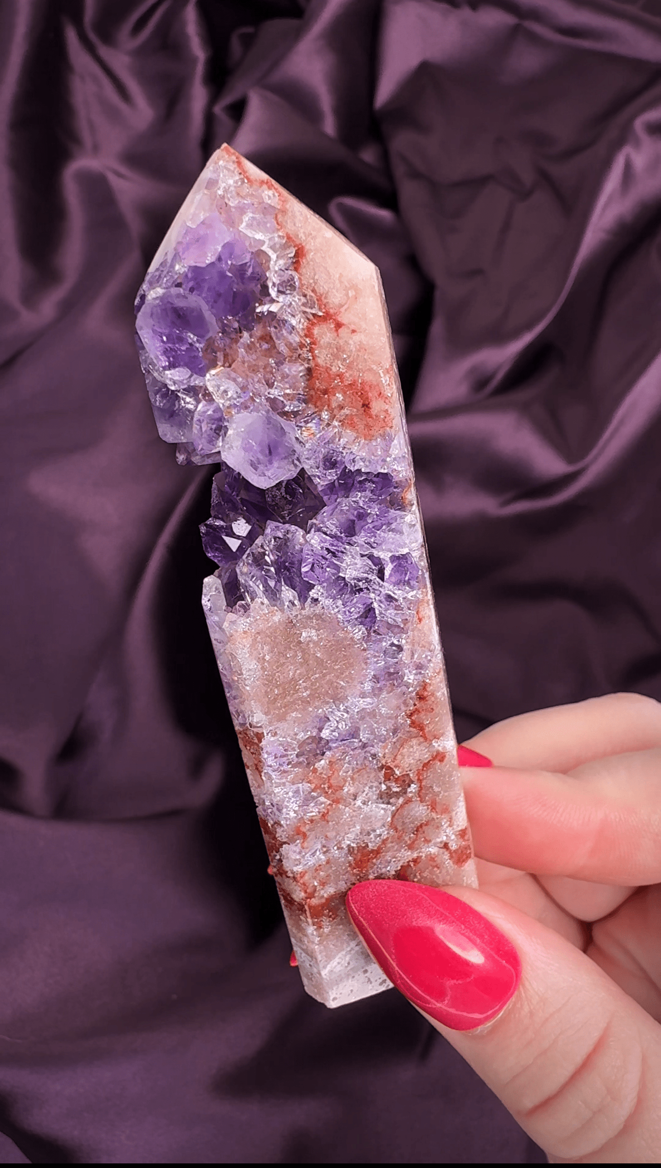 Crimson Vein Pink Amethyst Druzy Tower - Valerian Gems