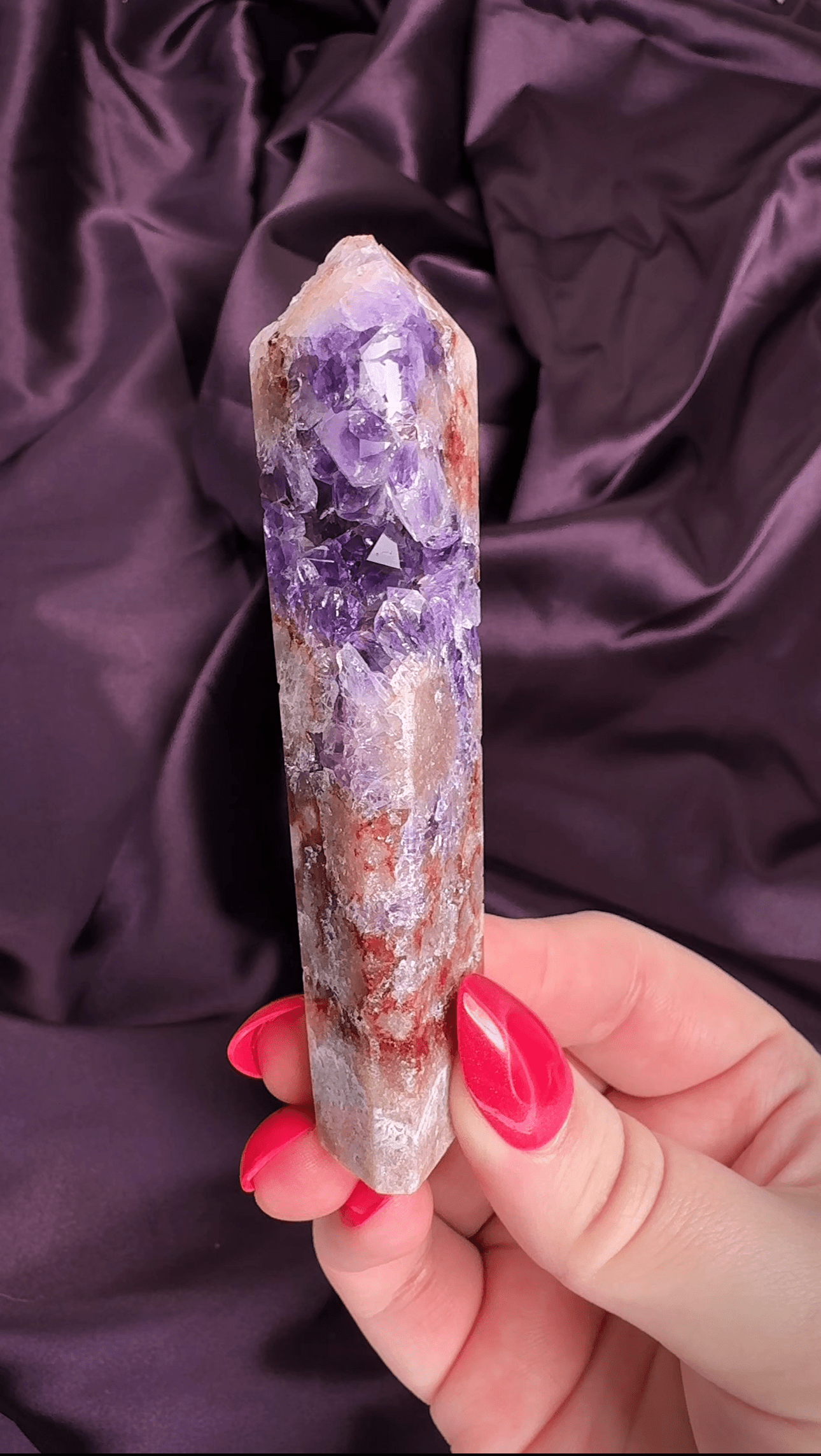 Crimson Vein Pink Amethyst Druzy Tower - Valerian Gems