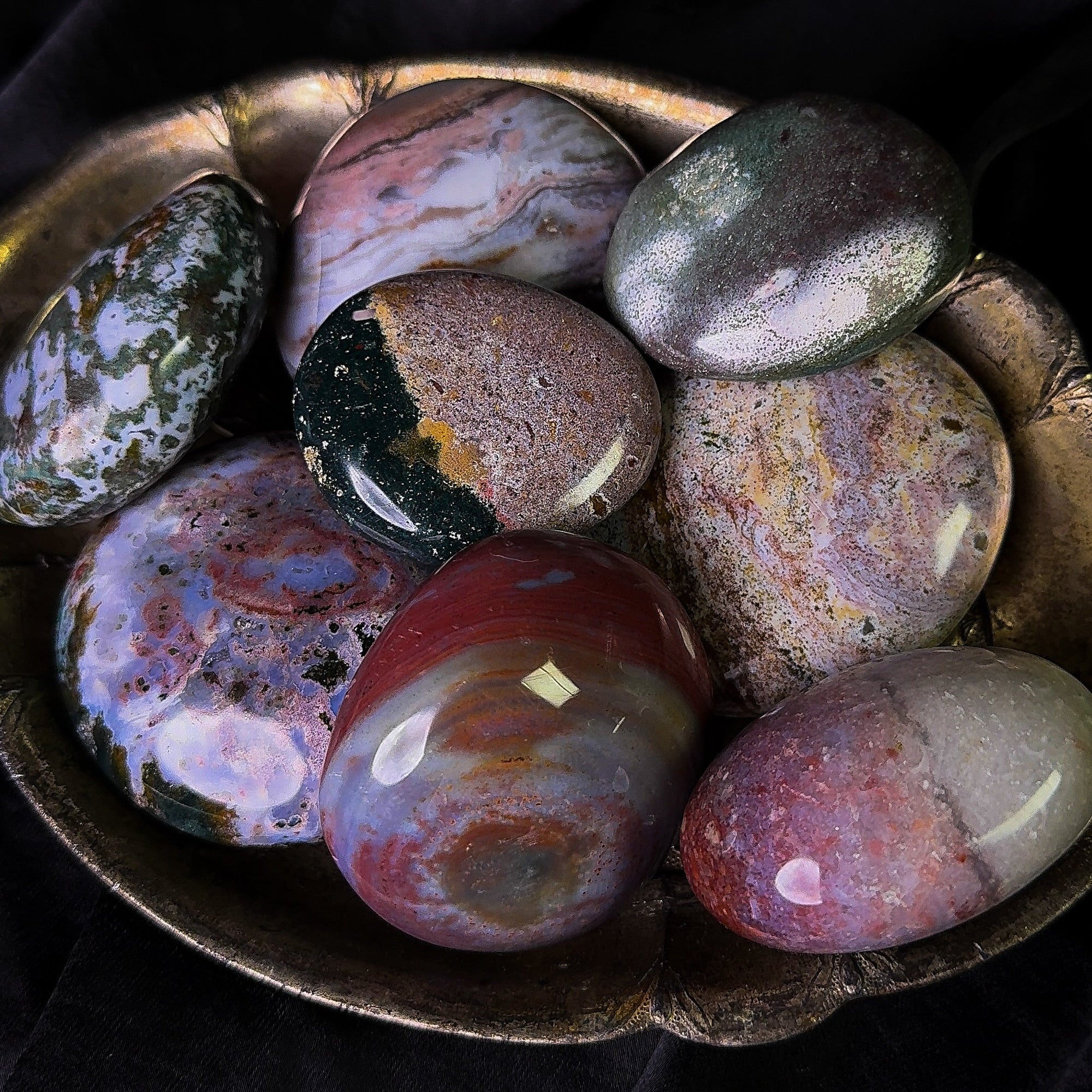 colorful ocean jasper palm stone crystals