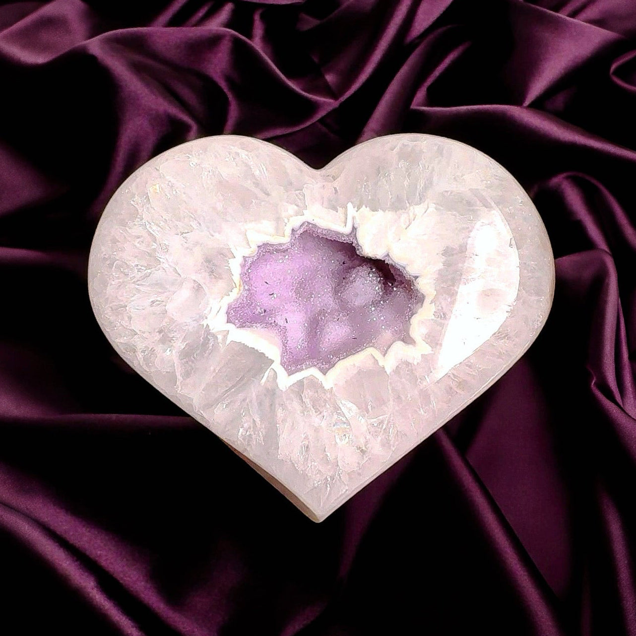 heart shaped crystal heart with lavender druzy