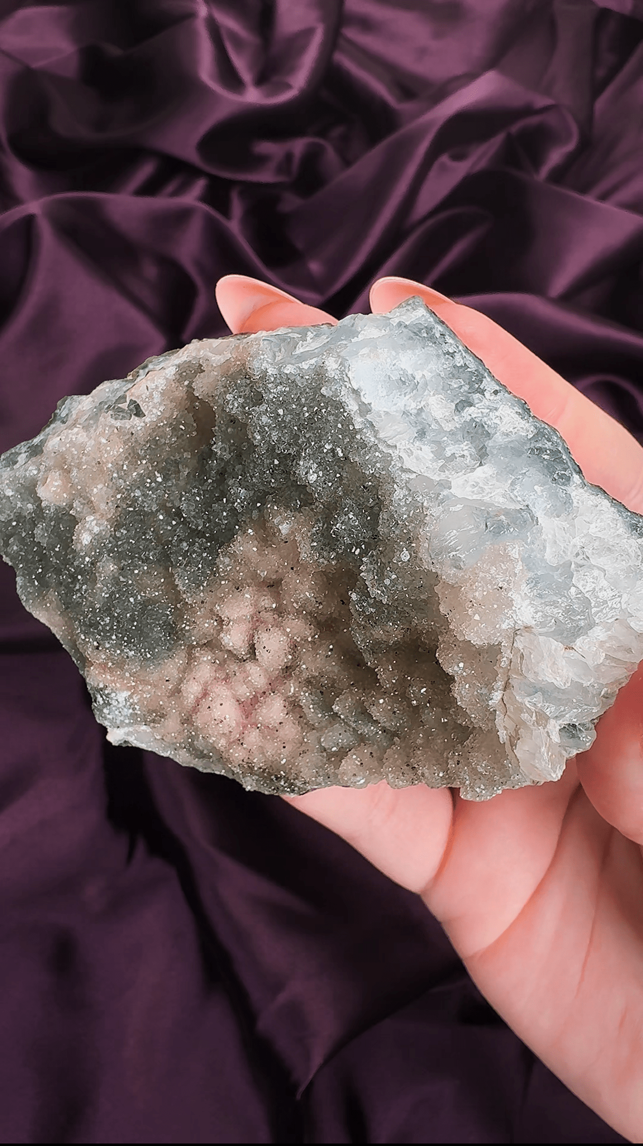 Peach & Green Sugar Cluster | Raw Druzy Specimen - natural crystal specimen - Valerian Gems