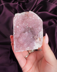 light pink sugar amethyst crystal druzy cutbase 