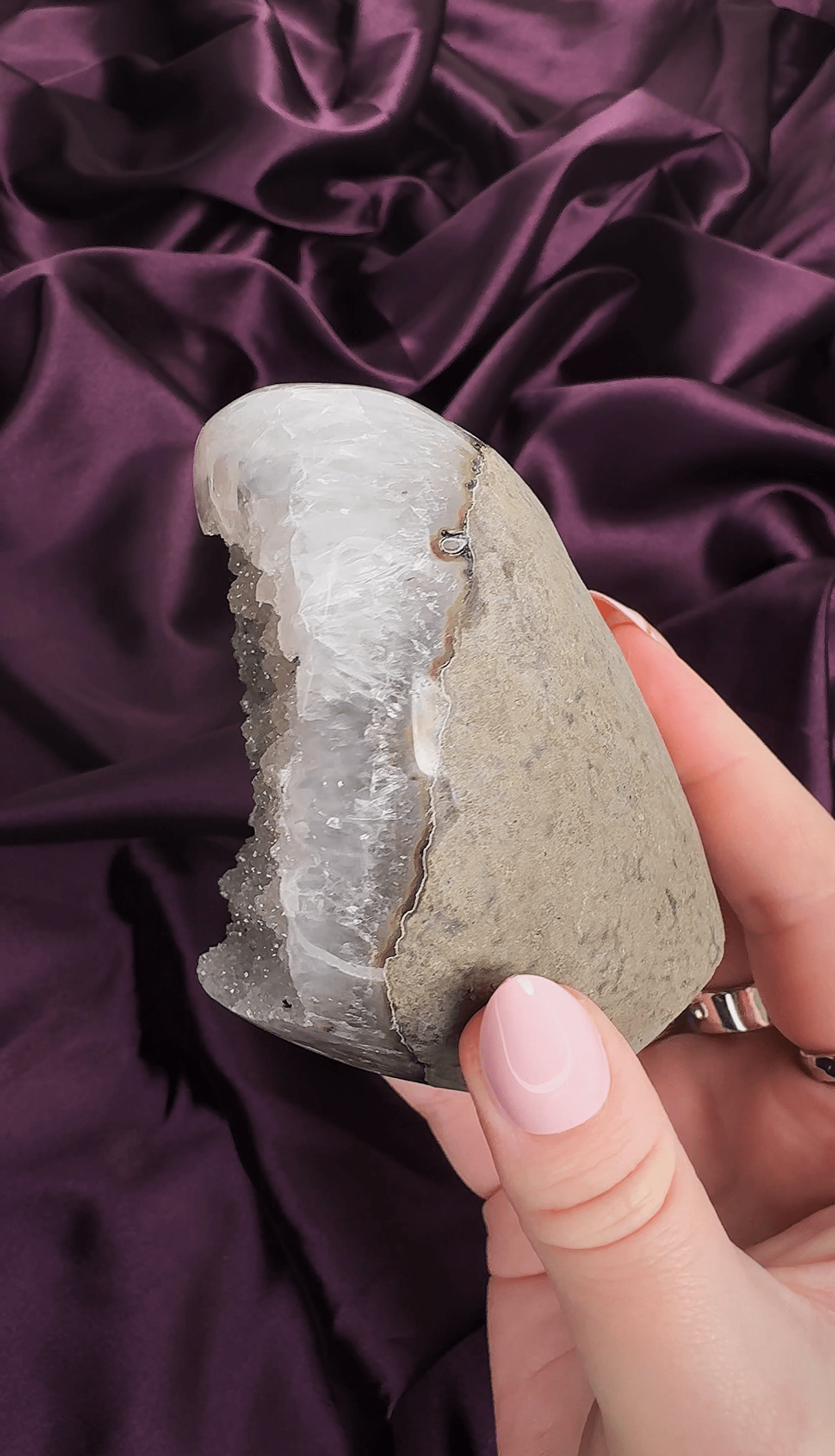 Pink & Green Split Sugar Amethyst Cutbase - natural crystal specimen - Valerian Gems