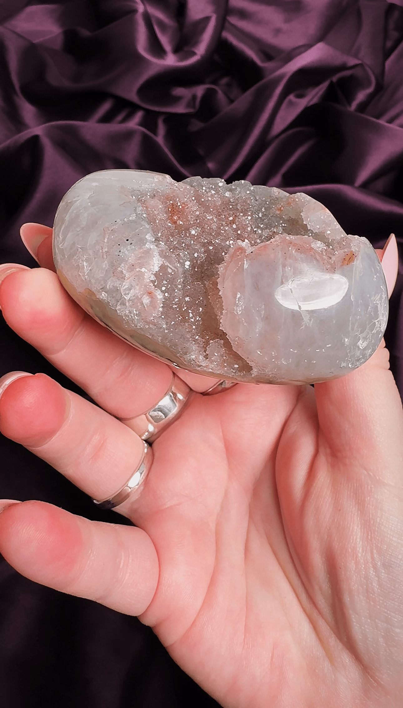 Pink & Green Sugar Amethyst Heart - natural crystal specimen - Valerian Gems