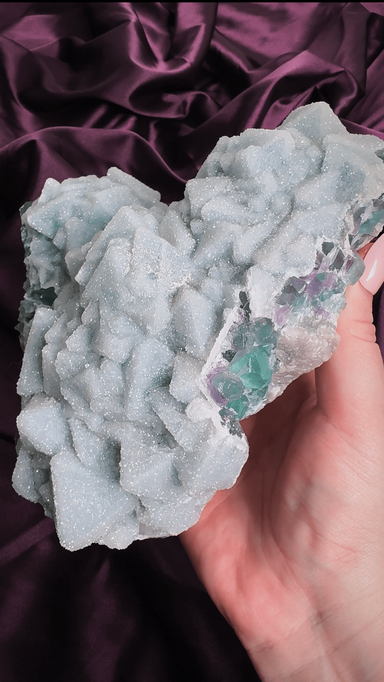 Powder Blue Sugar Fluorite Statement Heart | XL Collector Piece - natural crystal specimen - Valerian Gems
