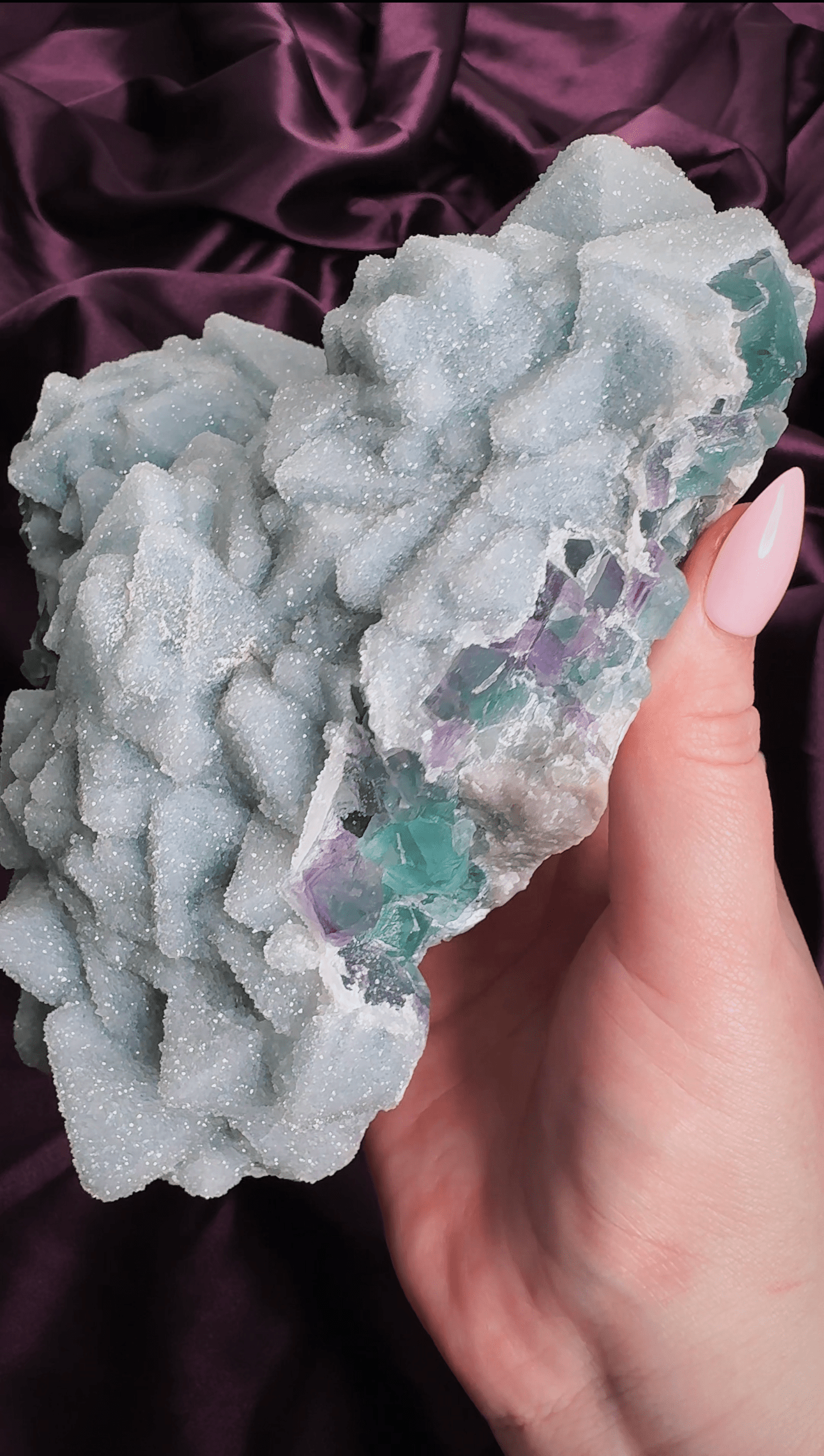 Powder Blue Sugar Fluorite Statement Heart | XL Collector Piece - natural crystal specimen - Valerian Gems