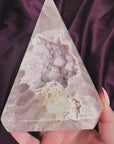 Icy Sugar Agate Pyramid with Druzy Center