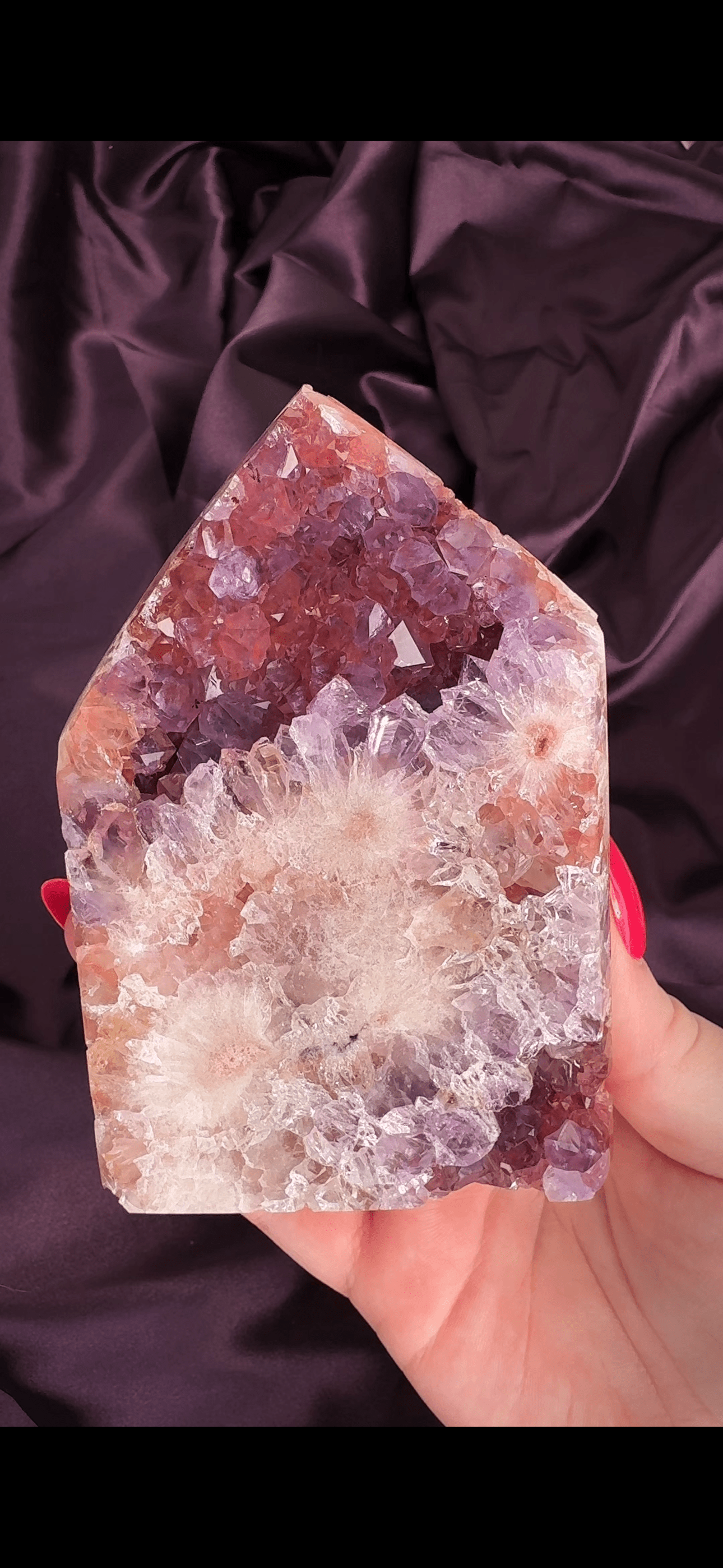 Purple and Red Druzy Pink Amethyst Crystal Tower - Valerian Gems