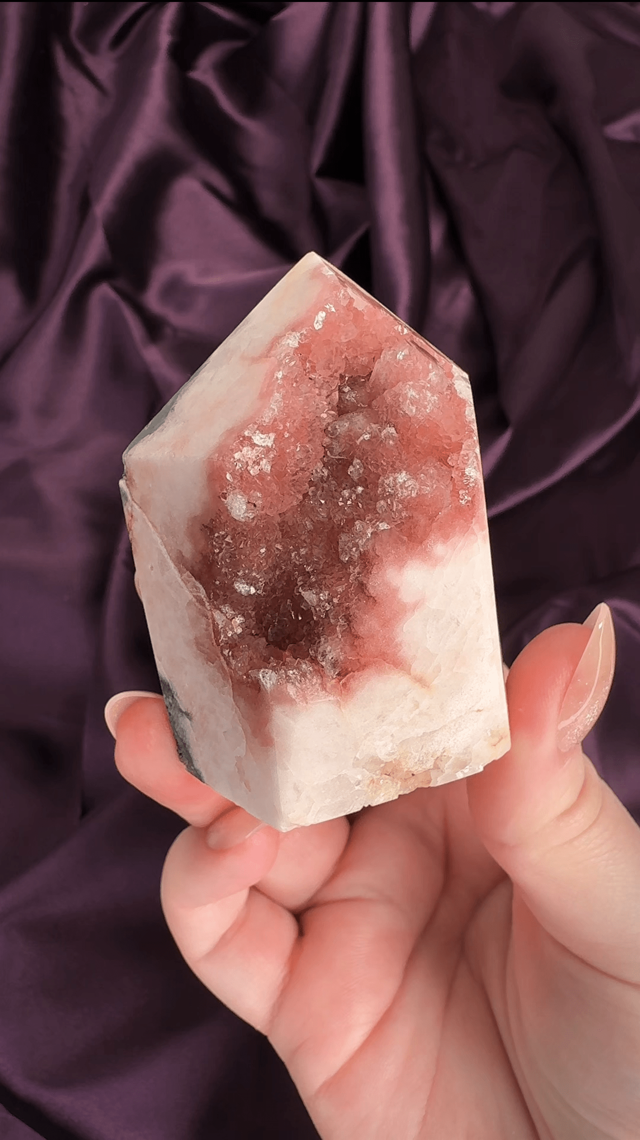 Velvet Coral Pink Amethyst Druzy Tower - Valerian Gems