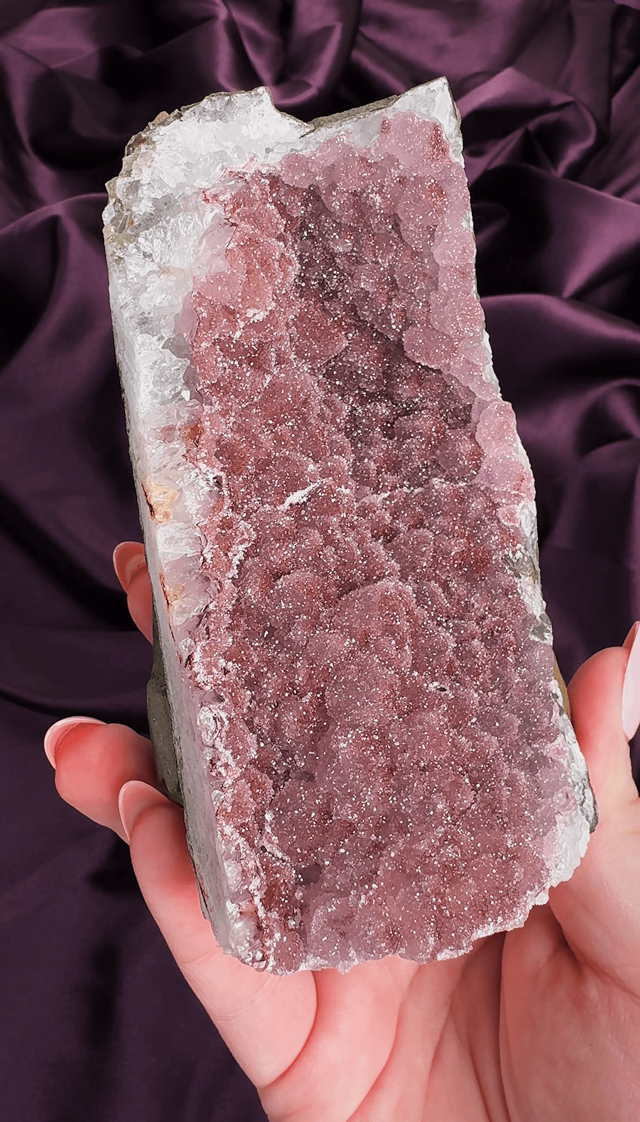 Velvet Mulberry Sugar Amethyst Cutbase - natural crystal specimen - Valerian Gems
